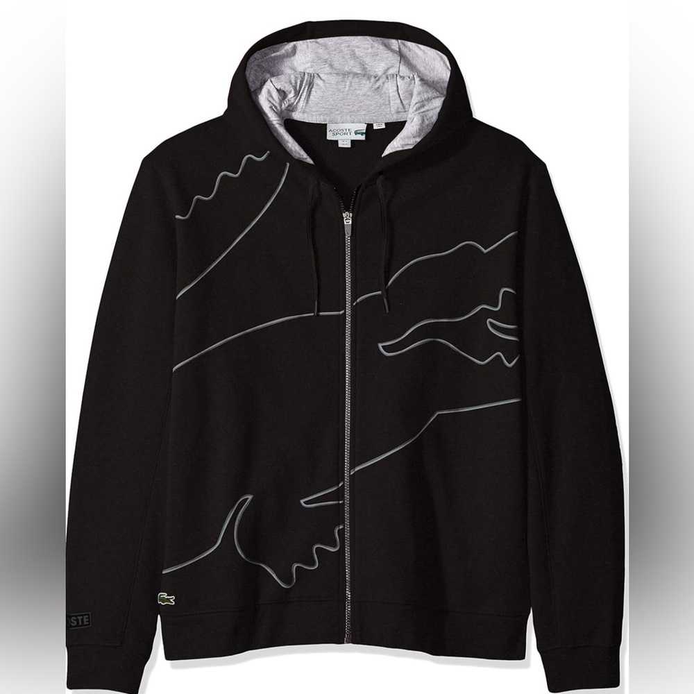 Lacoste Mens Sport Long Sleeve Outlined Big Croc Full Zip Hoodie.men’s size XL.